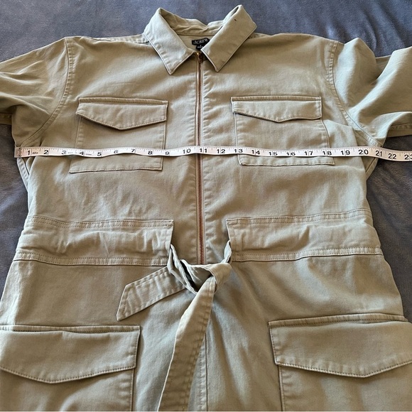 J.CREW Cinched Waist Utility Midi Dress Iced Pine Sage Green Stretch Chino Sz 8 - Picture 16 of 16